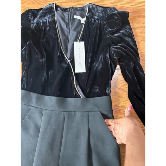 Veronica beard black Cleo Embellished Velvet Jumpsuit size 6 - Picture 12 of 14